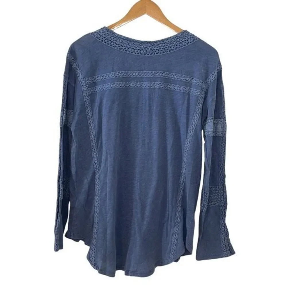Free People Womens Boy Meets Girl Crochet Long Sleeve Top Pacific Coast‎ XS NWT